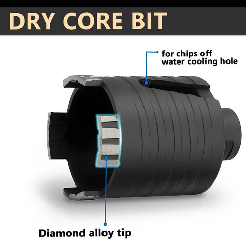 1 Inch Diamond Core Drill Bit With SDS Plus Adapter for Dry and Wet Drilling, 25mm Diameter, showing diamond alloy tip