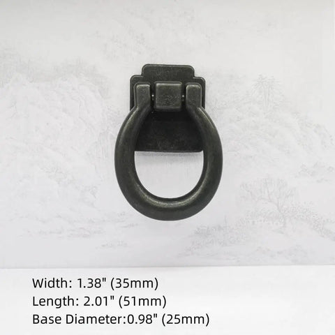 Antique Black Vintage Industrial Style Hanging Pulls For Cabinets And Furniture Zinc Alloy Single Hole Knob 51mm Length 25mm Base 35mm Width Retro TV Cabinet Drawer Door Pulls Durable Rustic Hardware WenRan.