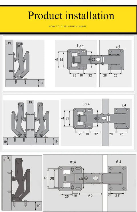 Diagram of 175 Degree Frameless Cabinet Hinges With Soft Close, Hydraulic Adjustable Mount for American Style Cabinets