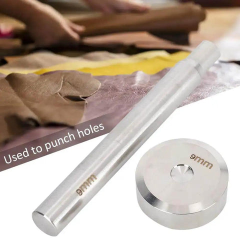 9mm Double Sided Rivet Punch for Leather Craft Dope Stainless Steel Round Hole Punch Die Tool Button Installation