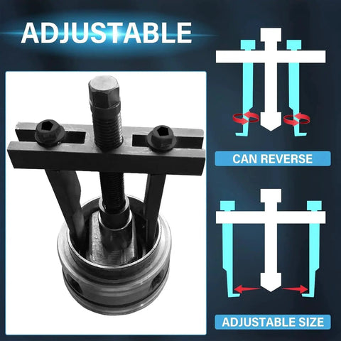 2 Jaw Bearing Puller Adjustable 30mm to 90mm shown with reversible claws for small bearings, gears, pulleys, flywheels removal.