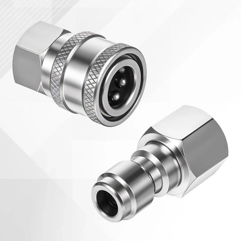 Stainless Steel 1/4 Inch NPT Pressure Washer Quick Connect Coupler Set, Ball Lock 4 Pack With Male And Female Connectors