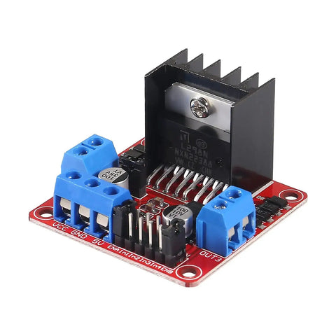 Close-up of a motor driver board from the 12 Pack Dual H Bridge Motor Driver Controller Board Module for Arduino Projects with Jumper Wires