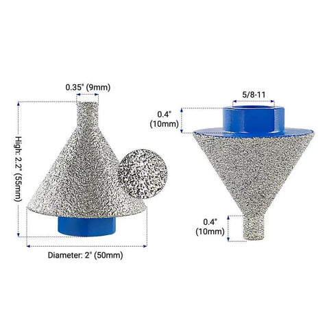 2 Inch Diamond Core Drill Bit For Tile Marble Masonry With 5/8-11 Threaded Shaft And 50mm Hole Saw Beveling Edges