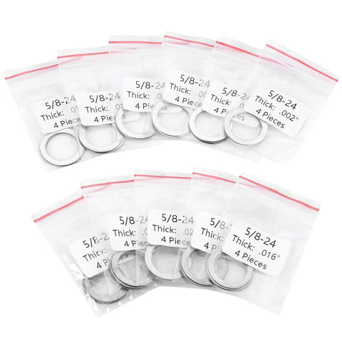 5/8 X 24 Barrel Shim Kit For Brake Timing And Alignment For 7.62mm And.308 Caliber, 44 Pack Featuring 11 Thickness Options