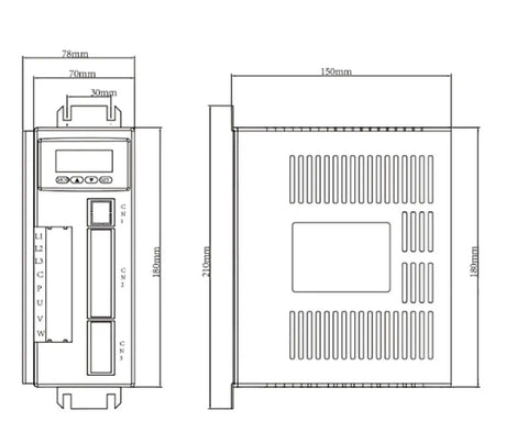 Technical diagram of AC Servo Motor 0.73kW 220V 2000RPM 3.5Nm Continuous Torque No Brake 90mm Frame 90ST-M03520 CNC Servo