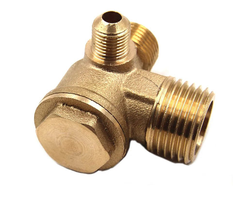 Brass 3-port air compressor check valve with male threads G1/8x G3/8x G1/2