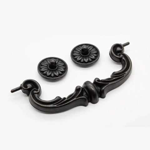 Set Of 4 Rustic Vintage Style Drop Down Bail Pull Handles With 151mm Hole Center And 185mm Total Length Made Of Zinc Alloy Rust And Corrosion Resistant Cabinet And Drawer Pulls For Kitchen And Furniture on a white background.