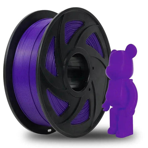 Premium 1.75mm PLA Pro Filament For 3D Printing Purple, 1kg Spool, Dimensional Accuracy Within 0.02mm, shown with purple figure