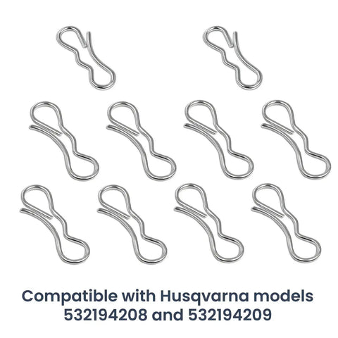 Deck Clip Set Go To Bow Tie Lock Cotter Pins Kit includes 8 of 194209 pins and 2 of 194208 pins, silver for mowers