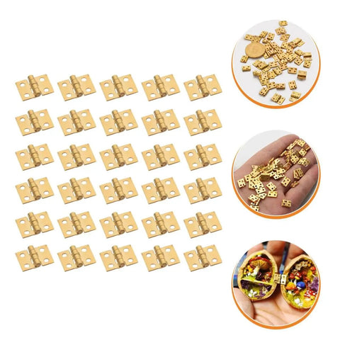 30 Piece Mini Copper Hinges for Tiny Wooden Boxes Jewelry Boxes and DIY Projects 8 By 10 Mm Micro Miniature Cabinet Hardware Rust Resistant