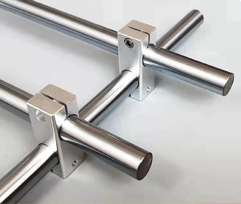 Two Piece Aluminum Alloy Linear Motion Rail Guide Cross Type Connector For 16x16mm Shaft With Pro Grade Precision installed on rods