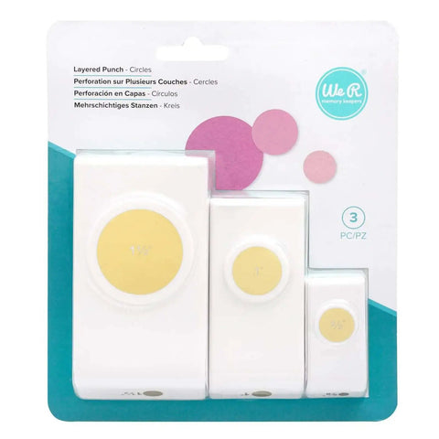 Layering Circle Punch Set In Three Pieces For Crafts Create Dimensional Texture With One And A Half Inch One Inch And Five Eighths Inch Circles Ideal For Card Making Scrapbooking And Diy Projects