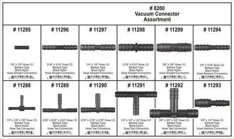 All Purpose Vacuum Connector Kit For Automotive Repairs And Maintenance 8200 Assortment with 100+ universal fittings in package