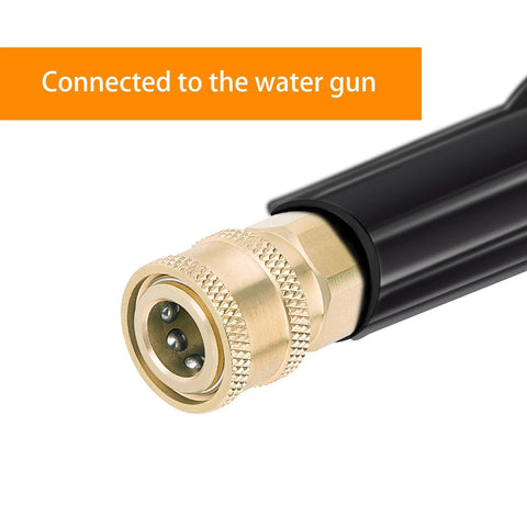 Awpeye brass pressure washer coupler, 1/4 inch quick-connect to female NPT, on black hose