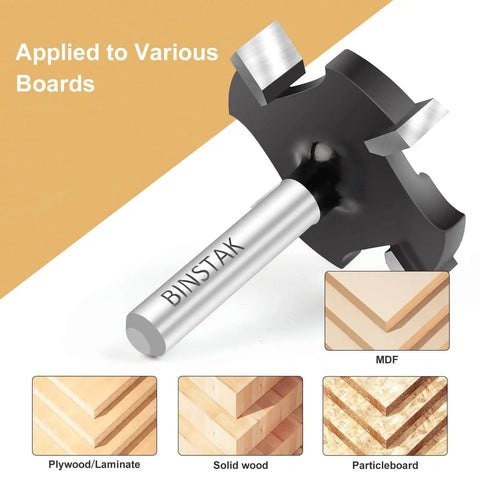 CNC Spoilboard Surfacing Router Bit, One Quarter Inch Shank, Pro Grade Extra Large One And One Half Inch Cutting Diameter, Carbide Cutter