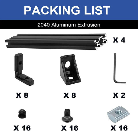 Four Pack 2040 Aluminum Extrusion V Slot 1220mm Black 20x40 Framing Profile For 3D Printers CNC Accessories Anodized European Standard