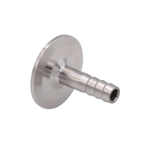 Stainless steel 1.5-inch tri-clamp to 0.5-inch hose barb adapter, SUS304 sanitary pipe fitting.