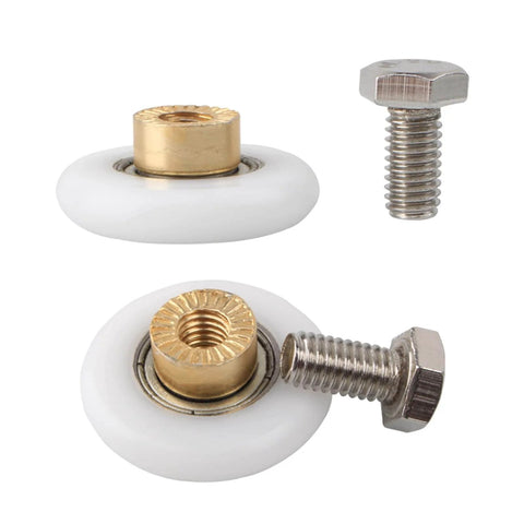 Shower Door Roller Set 25mm Twin Wheel Runners For 4 To 6mm Thick Doors Top And Bottom Replacement Parts White 4 Pack