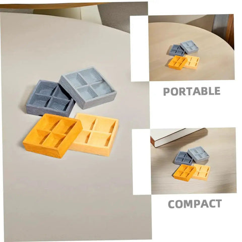 Miniature Storage Box Set For Dollhouse Accessories Made From Durable Resin With Four Grid Compartments Perfect For Storing Candy Nuts Or Tiny Ornaments