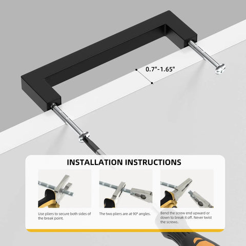 2 Pack Black Square Bar Cabinet Pulls With Slick Matte Finish For Kitchen And Bathroom Cabinets And Cupboards Center To Center 12.6in (320mm) Hollow Yet Durable Stainless Steel Hardware Easy Install Goldenwarm with installation instructions