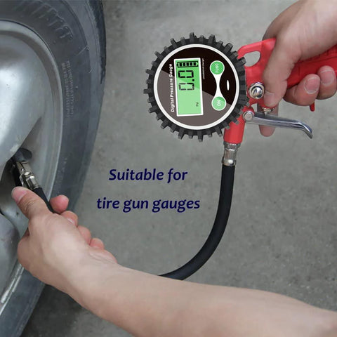 Uharbour digital tire pressure gauge with 1/4'' NPT bottom connector and rubber protector, 5–200 psi, 1% F.S.