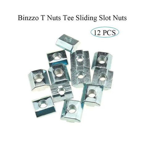 12 Pack 8Mm M8 Tee Slot Nuts For 40 Series Aluminum Extrusions shown in a pile emphasizing carbon steel construction