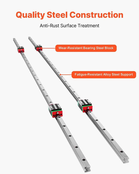 Pro Grade Linear Guide Rail Kit 2x HSR15 1500mm Rails With 4 Pillow Block Bearings For CNC Routers Grinding Machines And Industrial Equipment Plug And Play Ready To Install