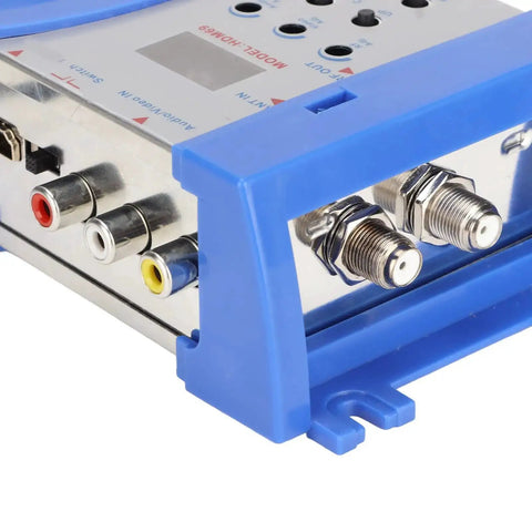 Close-up of HDMI Modulator For Home TV RF Modulator Converts AV To RF In PAL NTSC VHF UHF Dual Frequency Output