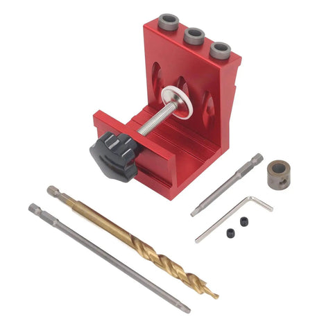 Aluminum Alloy Hole Jig System For Woodworking DIY Projects With 3 Step Drill Bits For Cabinet And Furniture Assembly Portable