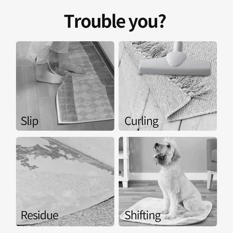 Trouble with rug slip, curling, residue, and shifting issues? Anti Slip Carpet Grips 8 Pcs Set With Vacuum Technology Rug Grippers for hardwood floors.