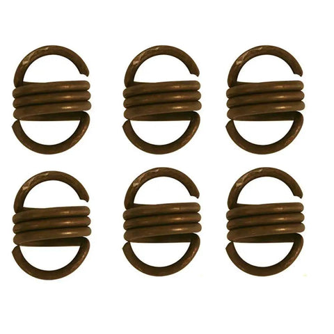 Six brown coil springs with looped ends for disc brake actuators – front view