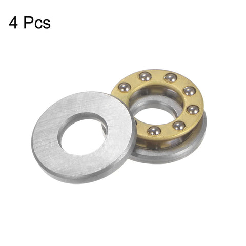F5-12M miniature thrust ball bearings with washers, 4 pcs; 5mm bore, 12mm OD, 4mm thick, chrome steel