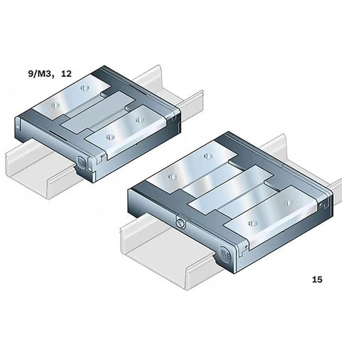 Slide module R044351301 R044351201 R044359301 R044359401, single slider carriage on linear guide, front view