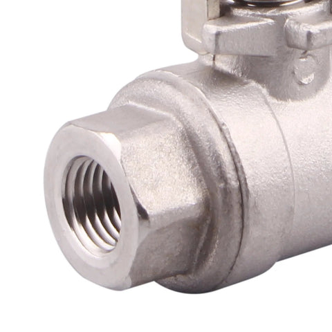 Stainless steel 304 ball valve with 1/4 in NPT female threads, full-port, heavy-duty