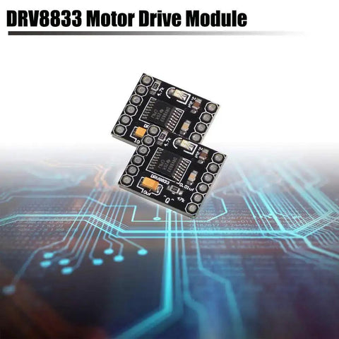 Dual H Bridge Motor Driver Module For DIY Robots, 1.5A Per Channel, DRV8833 Based, top view on circuit board background