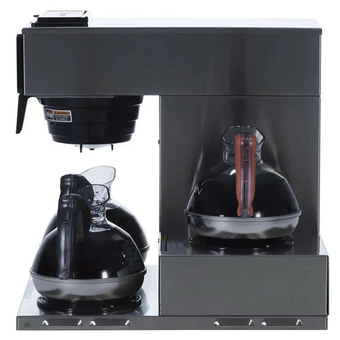 Low Profile 12 Cup Pourover Commercial Coffee Maker With 3 Lower Warmers Silver Finish A Real Workhorse For Cafes Or Busy Offices NoNonsense Durable Heavy Duty Brewer Model 13300.0003 front view
