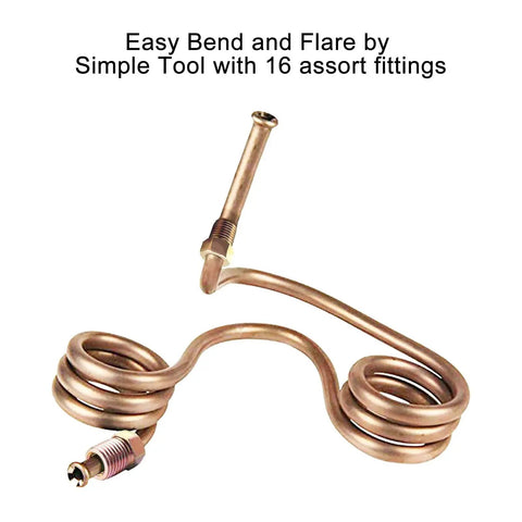 MuHize 3/16 in copper-nickel brake line coil with end fittings, automotive tubing