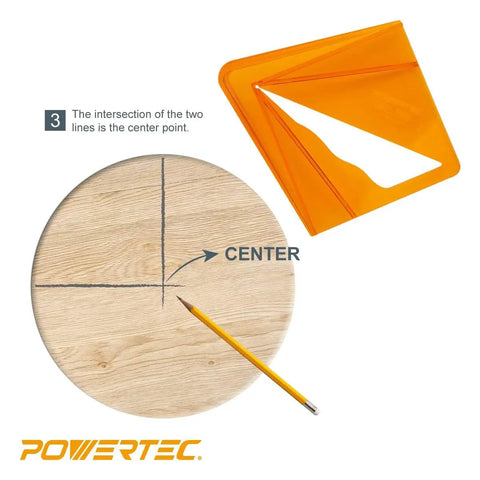 Center Finder Tool For Woodworking Up To Eight Inches next to a round wooden board showing center marked lines