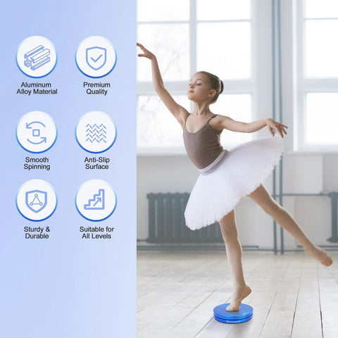 Young ballerina practicing on Metal Ballet Turning Disc Board For Pirouette Practice And Balance Training Pro Grade