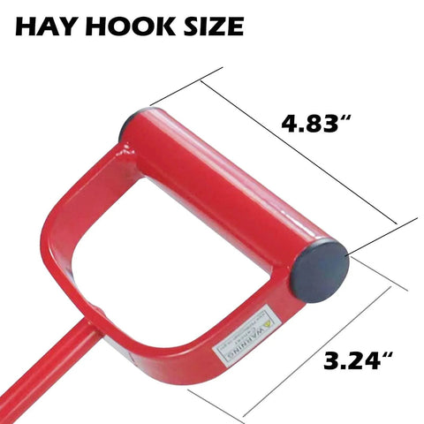 Close-up of red handle dimensions for Two Pack 11 Inch Hay Hook Replacements For 47010500 And S47010500, 4.83 inch by 3.24 inch.
