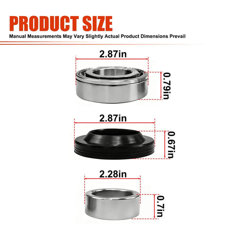 Rear Axle Shaft Wheel Bearing Inner Spacer And Oil Differential Seal Kit dimensions shown with measurements
