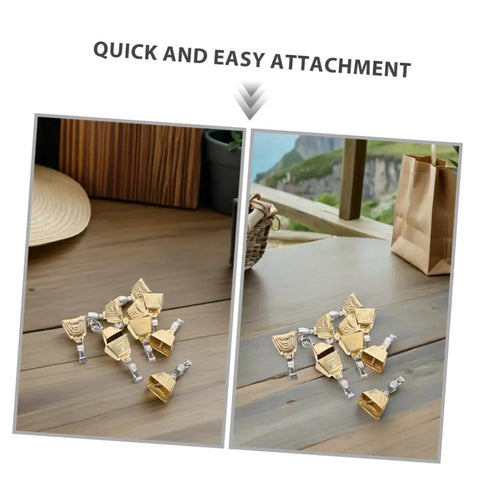15 Piece Clip On Fishing Rod Alarm Bells Set With Stainless Steel Bite Alarms on wooden table, quick and easy attachment