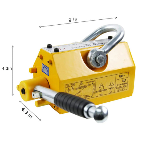 HONYTA 1320 lb magnetic lifter with release lever; yellow steel hoist magnet for lifting plate steel