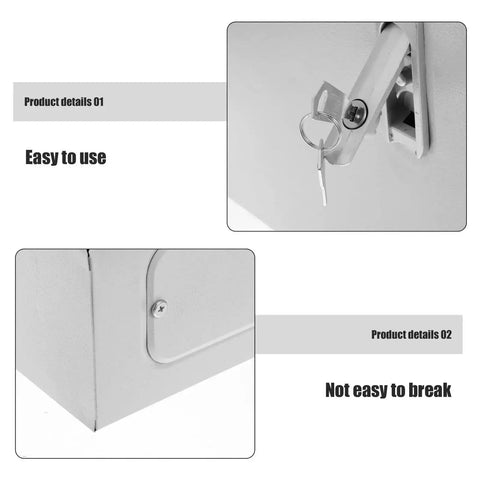 Wall Mounted Outdoor Power Distribution Box 250x300x140mm Heavy Duty Metal Enclosure with lock and key detail