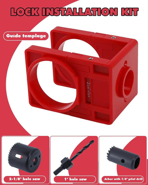 Door Hinge Jig And Door Lock Installation Kit Pro Combo Aluminum Router Template with red guide template