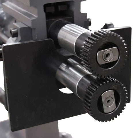 Close-up of rollers on TB-12 Bead Bender Beading Machine 8 Inch Rotary Forming Tool For 18 Gauge Metal projects.