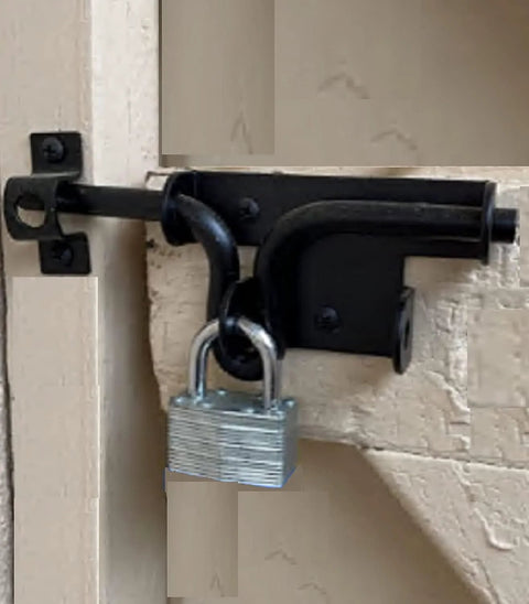 Black Heavy Duty Sliding Bolt Gate Latch With Padlock Hole Two Way Direction For Left Or Right Hand Doors And Gates