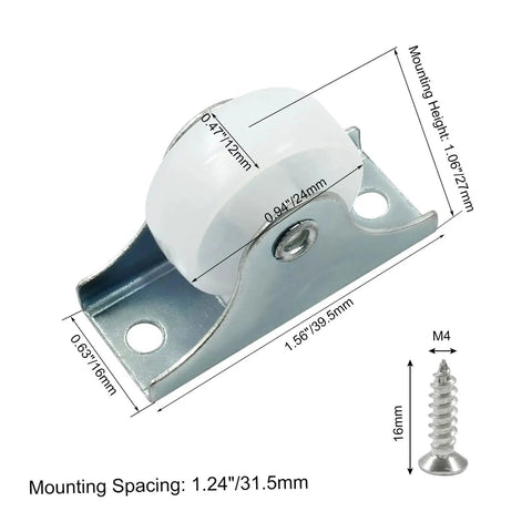 12 Pack 1 Inch Heavy Duty Fixed Non Swivel Caster Wheels With Hidden Mounting Plate, white hard plastic wheel with screws