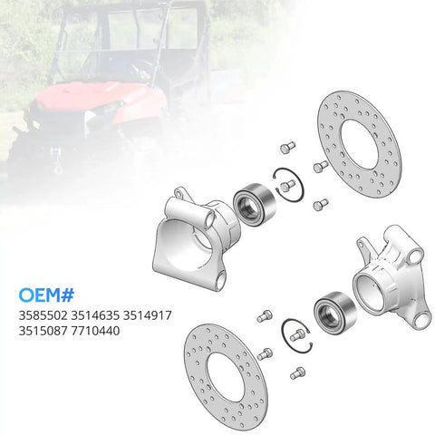Exploded view of Heavy Duty Rear Wheel Bearings For Polaris ATVs And UTVs 40X74X40 with OEM numbers 3585502 3514635 3514917 3515087 7710440.